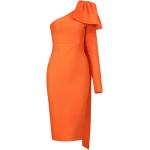 UONBOX Women's One Shoulder Bowknot Long Sleeve Bodycon Knee Length Club Party Bandage Dress
