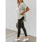Astylish Womens Button Down Shirts V Neck Loose Casual Shirt