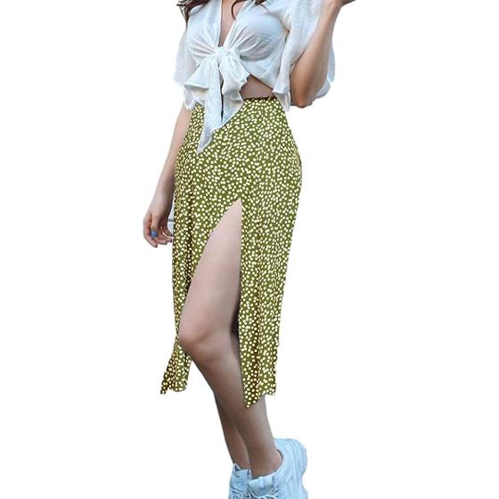 HIGO FASHION Women's Leopard Maxi Skirt,High Waist Stretch