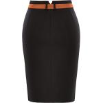 Kate Kasin Women's Bodycon Pencil Skirt with Belt Solid Color Hip-Wrapped