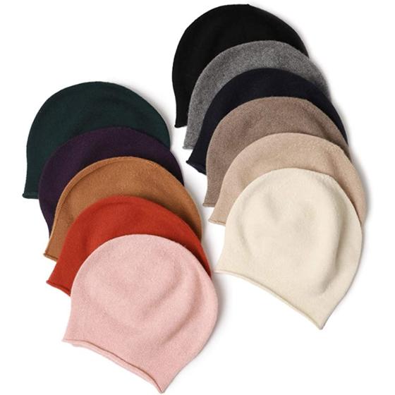KIKONIO CHEN Women's 100% Cashmere Beanie Hat,Women Gift Beanie Skull Hats
