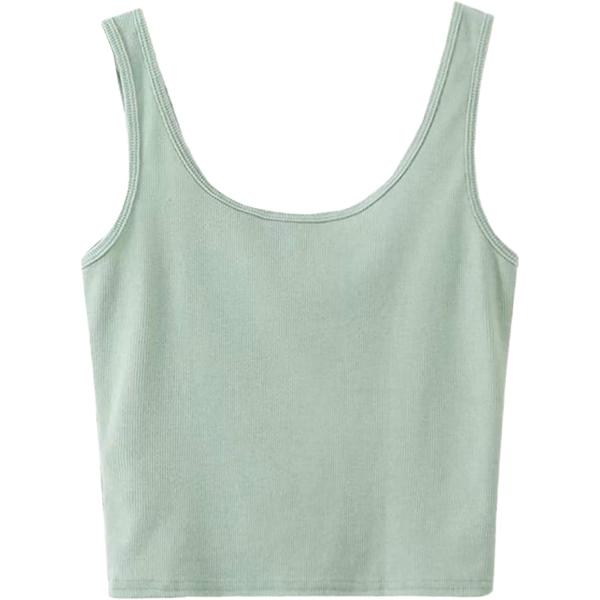 SweatyRocks Women's Sleeveless Casual Ribbed Knit Shirt Basic Crop Tank Top