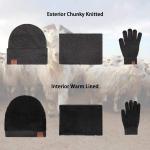 Winter Beanie Hat Scarf Touchscreen Gloves Set for Men and Women, Beanie Gloves Neck Warmer Set with Warm Knit Fleece Lined