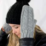 isotoner Women's Chunky Cable Knit Sherpasoft Mittens
