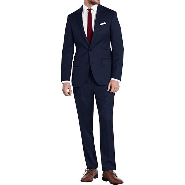 Lynerun Mens Slim Fit 2 Piece Suit Two Button Notched Lapel Solid Suit Jacket Pants Set Tuxedo for Prom