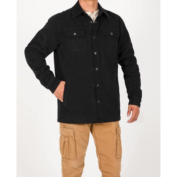 Men's Heavy Washed Rugged Cotton Shirt Jac Outdoorsy Utility Jacket(Full Flannel Lined)