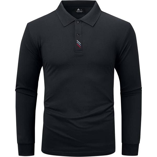SCODI Mens Long Sleeve Polo Shirts Casual Golf Polo Daily Collared Shirt Sport Tennis T-Shirt