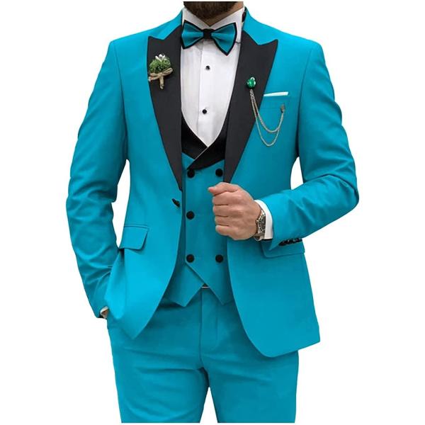 Slim Fit Suits for Men 3 Piece Double Breasted Suit Men Wedding Prom Party Business Blazer Vest and Pants with Tie