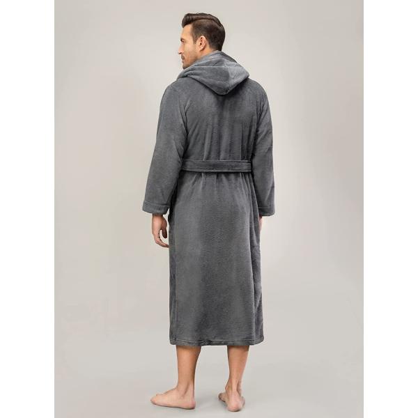 DAVID ARCHY Men's Coral Fleece Plush Robe Shawl Collar Heavyweight Full Length Long Big and Tall Warm Bathrobe