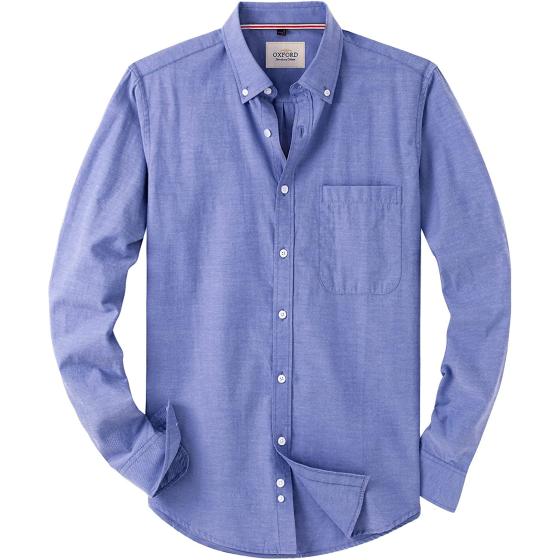 Alimens & Gentle Men's Solid Oxford Shirt Long Sleeve Button Down Shirts with Pocket
