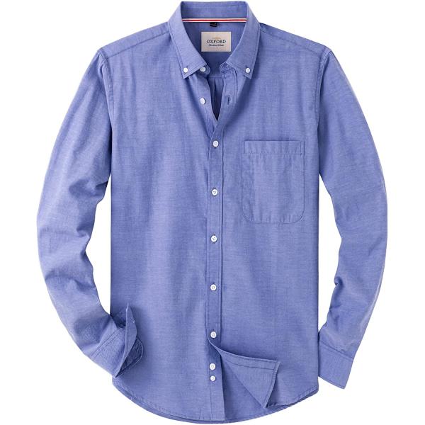 Alimens & Gentle Men's Solid Oxford Shirt Long Sleeve Button Down Shirts with Pocket
