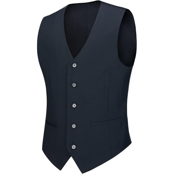 Cooper & Nelson Men's Suit Slim Fit, 3 Piece Suits for Men, One Button Solid Jacket Vest Pants with Tie, Tuxedo Set