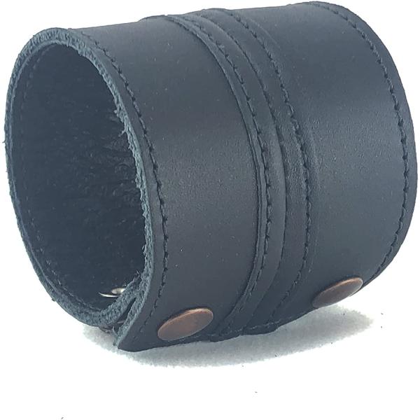 Anthology Gear Stylish Leather Cuff Bracelet Full Grain Wide Wristband For Men and Women (Unisex) Adjustable to 6" or 7 1/4"