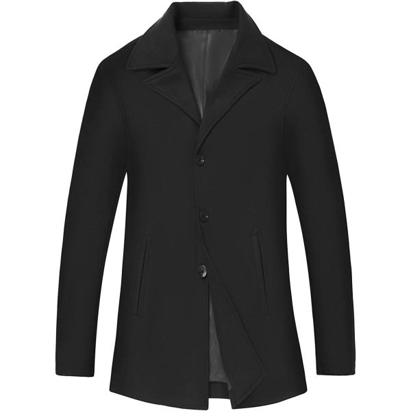 VICALLED Men Winter Double Breasted Belted Pea Coat Outdoor Woolen Warm Jacket