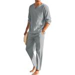 COOFANDY Men's 2 Pieces Cotton Linen Set Henley Shirt Long Sleeve and Casual Beach Pants Summer Yoga Outfits