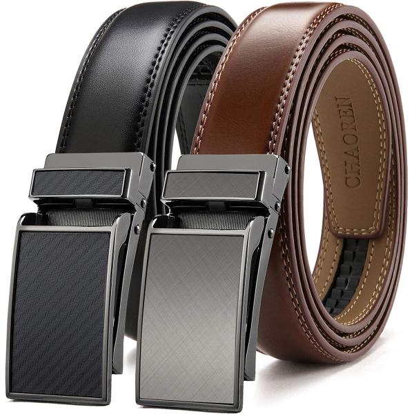 CHAOREN Ratchet Belts for Men 2 Pack - Men Belt Dress 1 1/4" in Gift Set Box- Design Belt Meet Almost Any Occasion and Outfit