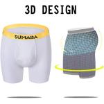 SUMABA Long Leg Men Underwear Boxer Briefs Fly with Pouch No Ride Up Bamboo Underpants for Men Breathable