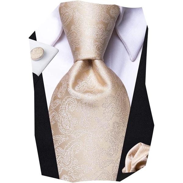 Hi-Tie Silk Paisley Necktie and Pocket Square Cufflinks Set