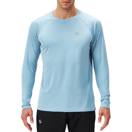 NAVISKIN Men's Quick Dry Lightweight UPF 50+ Long Sleeve Shirts Rash Guard Swim Shirts Hiking Shirts