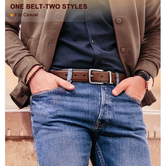 BULLIANT Men's Belt, Reversible Belt 1.25" For Mens Casual Golf Dress pants shirts,One Reverse For 2 Sides