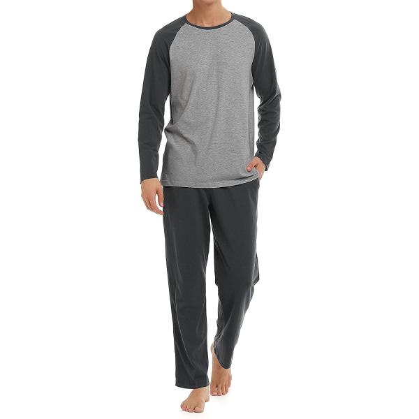 DAVID ARCHY Men's Cotton Raglan Sleepwear Long Sleeve Top & Bottom Pajama Lounge Set