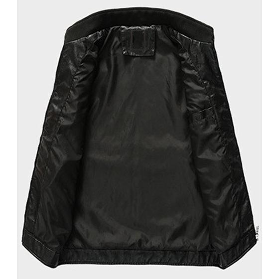 Youhan Men's Casual Zip Up Slim Bomber Faux Leather Jacket
