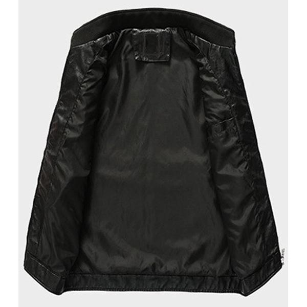 Youhan Men's Casual Zip Up Slim Bomber Faux Leather Jacket