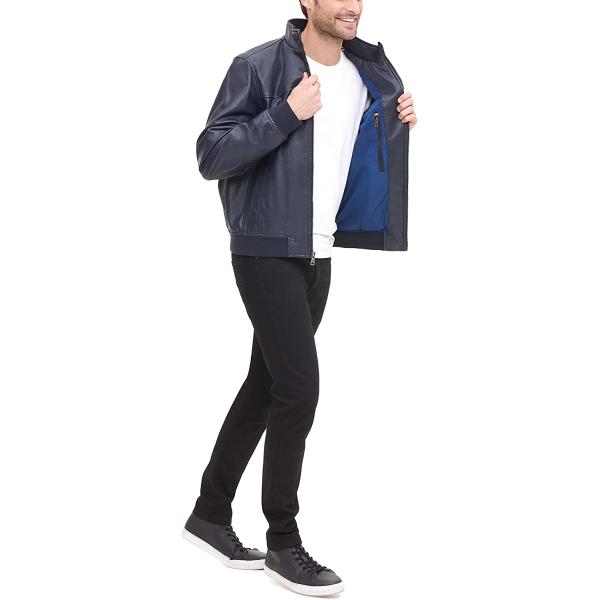 Tommy Hilfiger Men's Smooth Lamb Faux Leather Unfilled Bomber Jacket