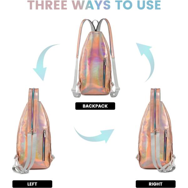 LOVEVOOK Holographic Sling Bag for Women, Laser Reflective Sling Backpack Small Crossbody Bag Shoulder&Chest Daypack