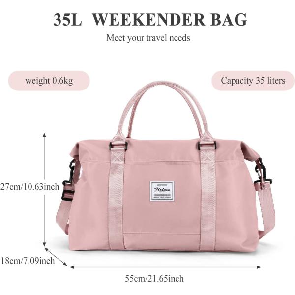 Travel Duffel Bag for Women, Overnight Weekender Bag with Wet Pocket & Trolley Sleeve, Carry On Tote Bag Sports Gym Bag,Pink