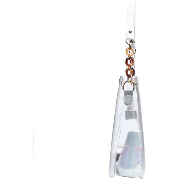 KKXIU Fashion Clear Crossbody Purse for Women and Teen Girls Stadium Approved PU Leather Concert Bag with Adjustable Strap