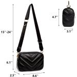 Herald Chevron Quilted Small Crossbody Bag with Coin Purse Pouch Women Square Snapshot Camera Side Shoulder 2 Size Handbag