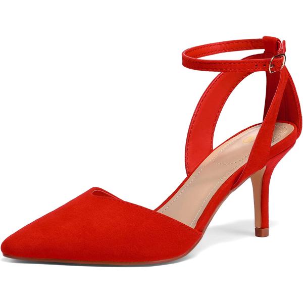 mysoft Women's Pumps Shoes Pointed Toe Low Heels Stiletto Ankle Strap Closed Toe Wedding Party Dress Sandals