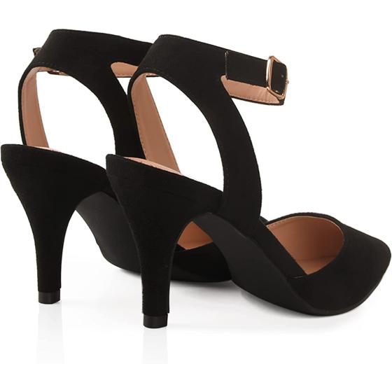 ORIPLALLA Heels for Women Dress Shoes Low Heel Ankle Strap Slingback D'Orsay Non Slip Closed Toe Pumps Wedding Bride