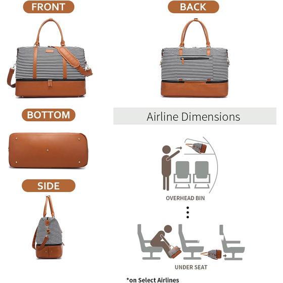 Sucipi Weekender Bags for Women Canvas Travel Duffel Bags with Shoe Compartment Overnight Bag Carry on Duffel Bag with Toiletry Bag for Travel Daily Use Hospital