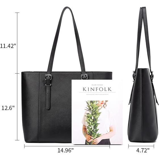 BROMEN Women Briefcase 15.6 inch Laptop Tote Bag Vintage Leather Handbags Shoulder Work Purses