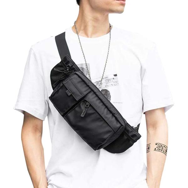 Large Waterproof Black Waist Bag Fanny Pack For Men Women Belt Bag Pouch Hip Bum Bag Chest Bag with Adjustable Strap, Premium Lightweight Fanny Pack For Gym Fitness Workout Travel Work Commuting