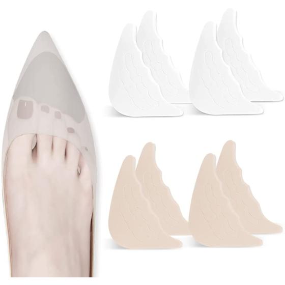4 Pairs Toe Filler Inserts Adjustable Toe Plug Reusable Shoe Filler for Too Big Shoes for Women Men Unisex Pumps Flats Sneakers - Black + Beige