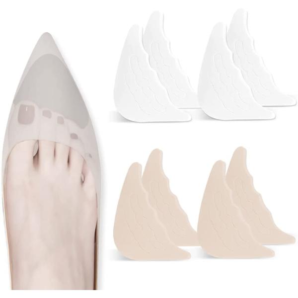 4 Pairs Toe Filler Inserts Adjustable Toe Plug Reusable Shoe Filler for Too Big Shoes for Women Men Unisex Pumps Flats Sneakers - Black + Beige