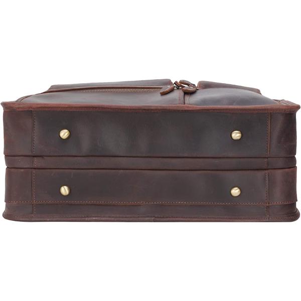 Men's Full Grain Leather Briefcase Large 17 Inch Business Travel Laptop Messenger Bag Tote with YKK Metal Zippers