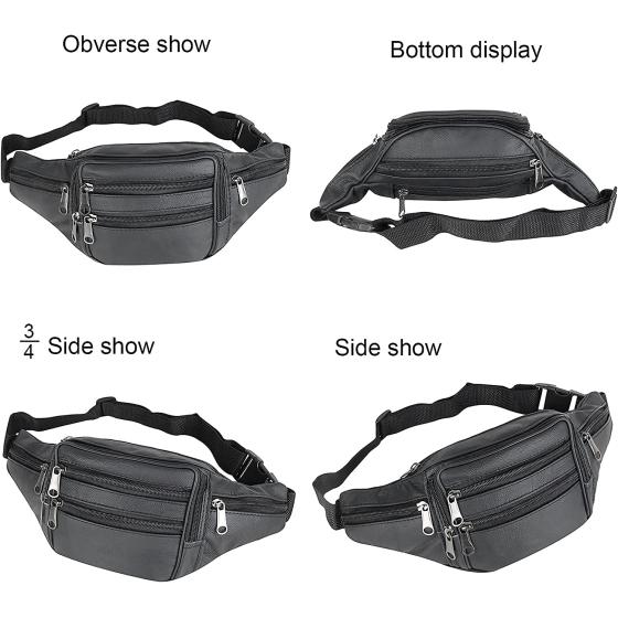 Fanny Pack Outdoor travel leather Fanny pack,Cowhide Leather Large Size 7 Pockets waist bag.Suitable for outdoor mountaineering, travel, camping, cycling, running, etc.