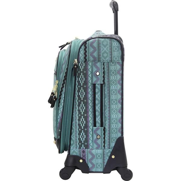 Steve Madden Designer 20 Inch Luggage Collection - Lightweight Softside Expandable Suitcase for Men & Women - Durable Carry On Bag with 4-Rolling Spinner Wheels (Legends Turquoise)