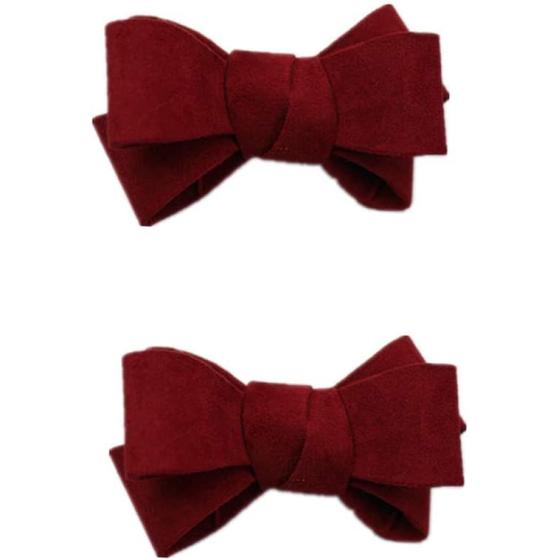 Douqu Assorted Color Fashion Leather Bow Shoes Clips Velvet Decorative Shoe Accessories Shoe Clip Charms (Khaki)