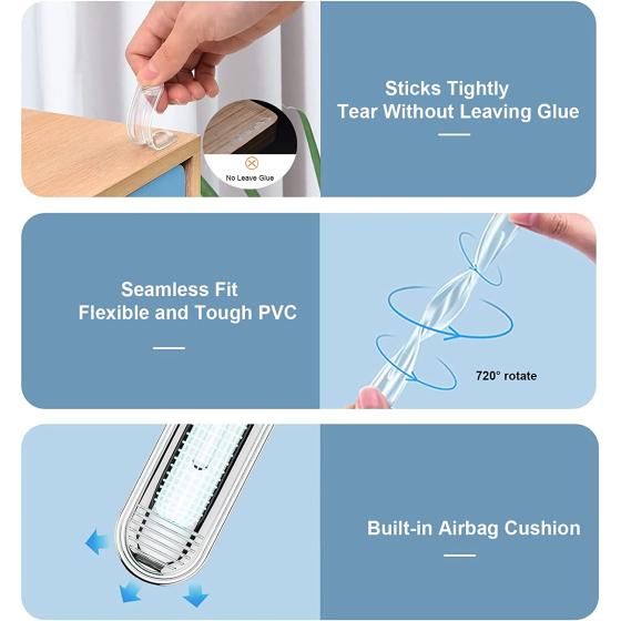 Clear Furniture Bumpers Door Knob Wall Silicone Protector from Chair Back Rail Adhesive Fridge Door Rubber Stoppers for Shower Door, Cabinet Door, Car Door Guards Edge and Toilet Lids 2 Long 2 Short