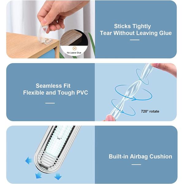 Clear Furniture Bumpers Door Knob Wall Silicone Protector from Chair Back Rail Adhesive Fridge Door Rubber Stoppers for Shower Door, Cabinet Door, Car Door Guards Edge and Toilet Lids 2 Long 2 Short