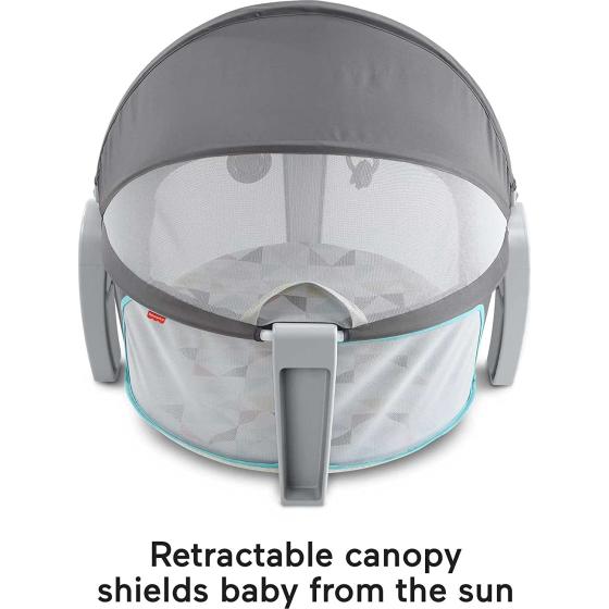 Fisher-Price Portable Bassinet and Travel-Play Area with Baby Toys, Indoor and Outdoor Use, On-the-Go Baby Dome, Windmill