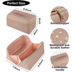 QFDS Large Capacity Travel Cosmetic Bag-Makeup Bag,Portable Leather Waterproof Women Travel Makeup Bag Organizer,with Handle and Divider Flat Lay Cosmetic Bags (Champagne gold)