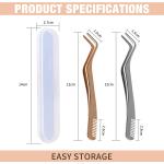 Lash Tweezers for Lash Clusters GEMERRY 2pcs Cluster Lash Tweezers Set Eyelash Tweezers for Individual lashes Curved DIY Lash Extension Tweezers Stainless Steel Tweezers Set Gold and Silver