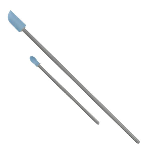 S&T INC. Makeup Spatula and Spoon, Large Cosmetic Spatula and Mini Spoon for Skin Care, 2 Piece Set, Blue/Gray