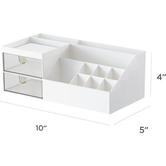 HBlife Makeup Organizer for Vanity Desk Organizers and Storage Skincare Organizers Cosmetic Display Case Desktop Organizer for Office, White